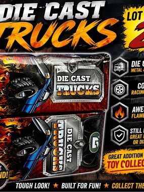 Die Cast Truck Lot (2) Vintage Toy Trucks in Box – Flames Racing Style